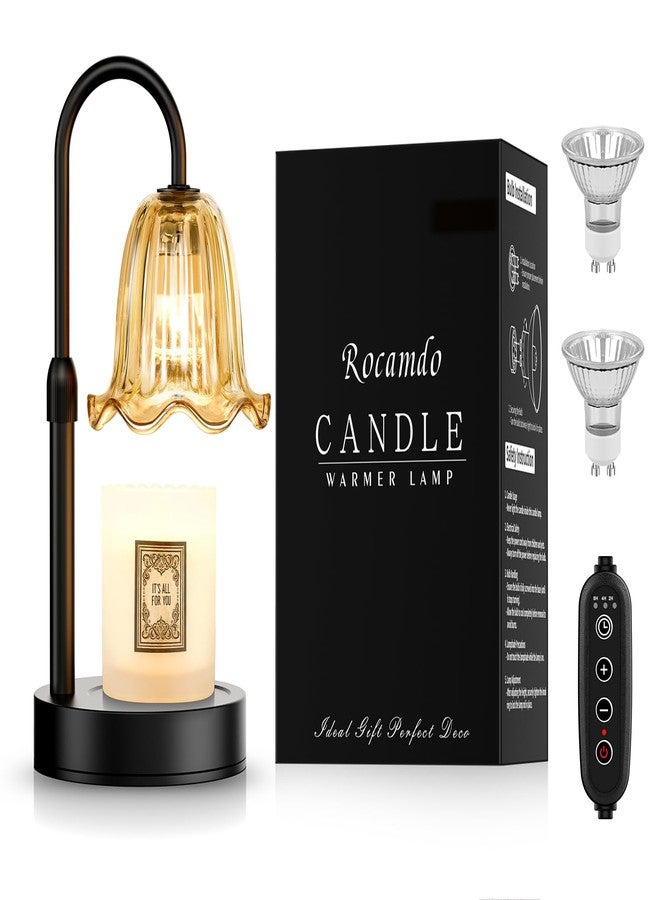 Rocamdo Candle Warmer Lamp with Timer, Birthday for Women Mom, House Warming Gifts Modern Farmhouse Home Decor, Dimmable Wax Melt Warmer for Jar Candles with 2 Bulbs (Amber) - Image 1